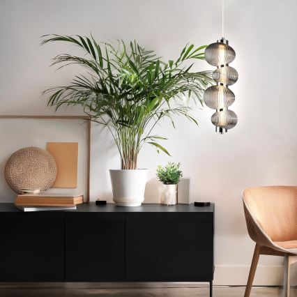 Lustre LED sur câble BOLLA LED/17W/230V Ø 16 cm chrome brillant/gris fumé