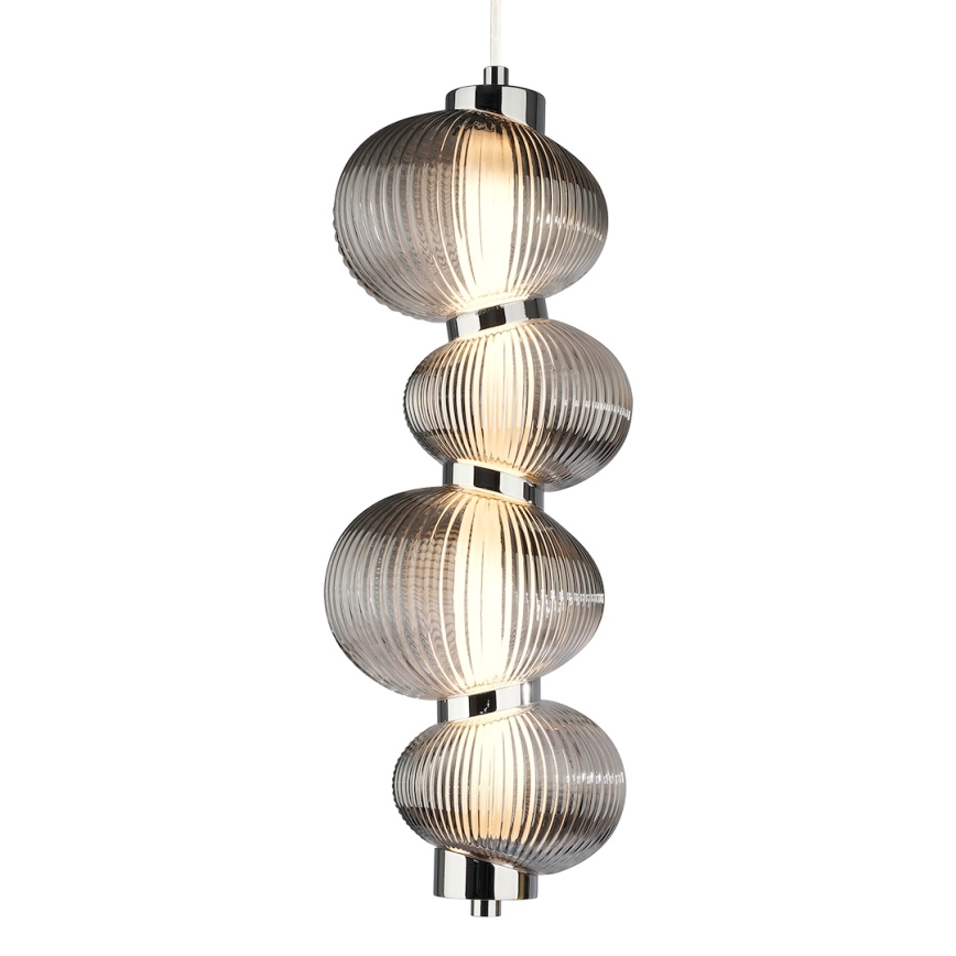 Lustre LED sur câble BOLLA LED/17W/230V Ø 16 cm chrome brillant/gris fumé