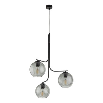 Lustre LED sur câble CESAR 3xE27/15W/230V noir/gris fumé