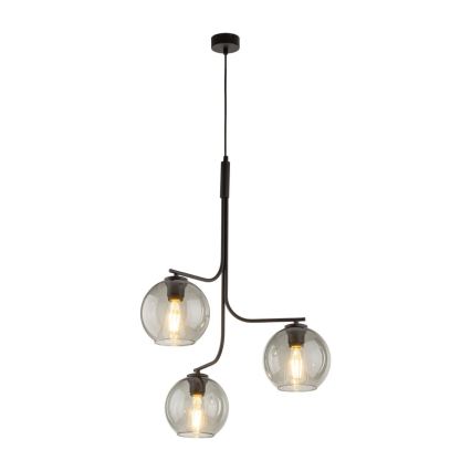 Lustre LED sur câble CESAR 3xE27/15W/230V noir/gris fumé