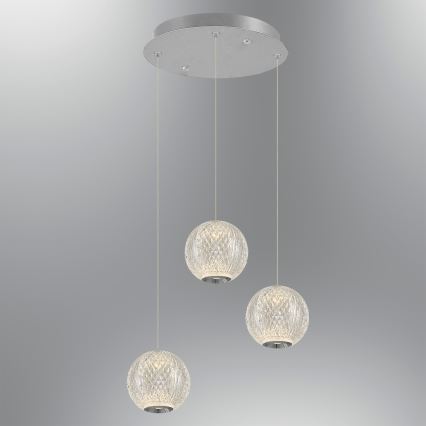 Lustre LED sur câble CREMONA 3xLED/5W/230V 3000K chrome mat