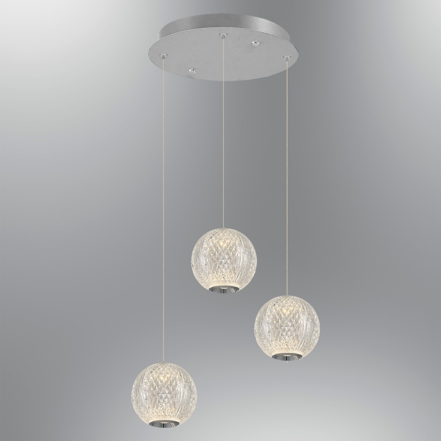 Lustre LED sur câble CREMONA 3xLED/5W/230V 3000K chrome mat