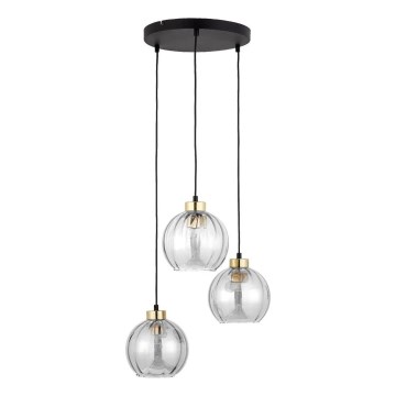 Lustre LED sur câble DEVI 3xE27/15W/230V noir/transparent