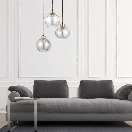 Lustre LED sur câble DEVI 3xE27/15W/230V noir/transparent