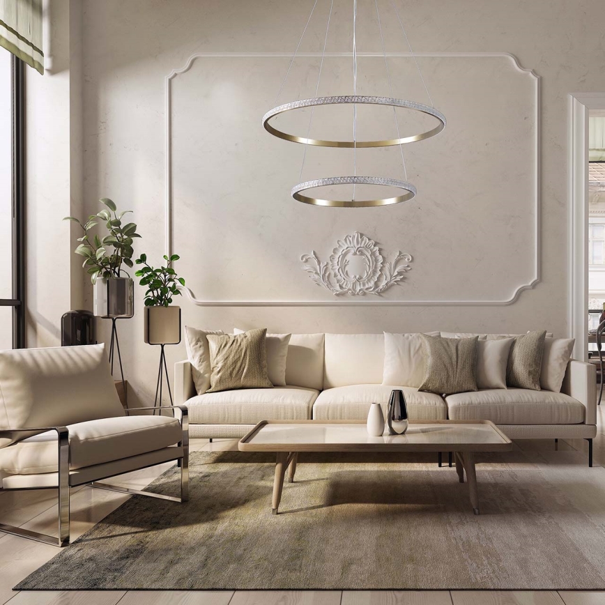 Lustre LED sur câble DIANA LED, 44 W / 230 V, 4000 K, Ø 59 cm, doré