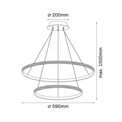 Lustre LED sur câble DIANA LED, 44 W / 230 V, 4000 K, Ø 59 cm, doré