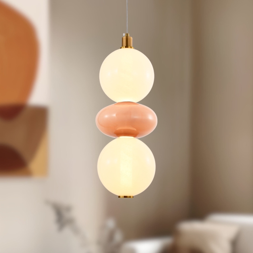 Lustre LED sur câble FLORES LED/12W/230V doré/orangé