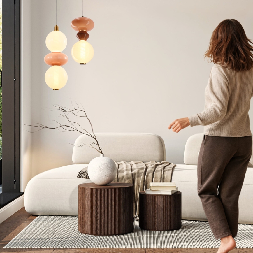 Lustre LED sur câble FLORES LED/12W/230V doré/orangé