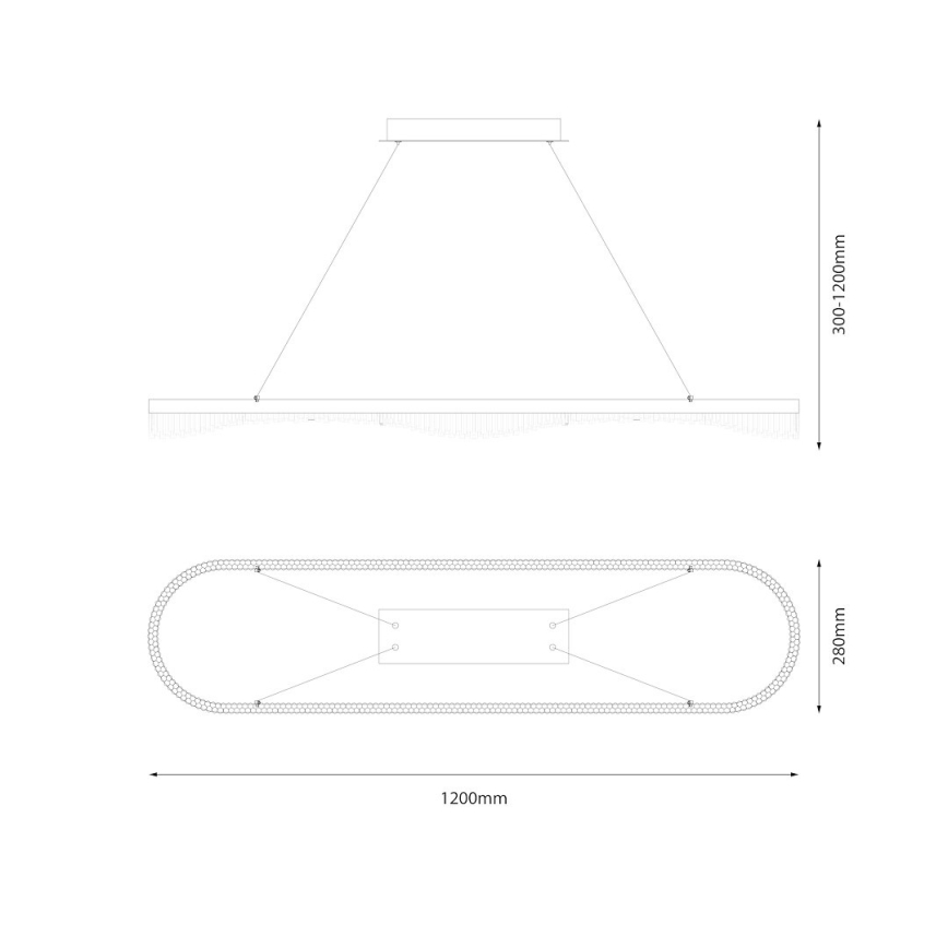 Lustre LED sur câble LED/45W/230V doré