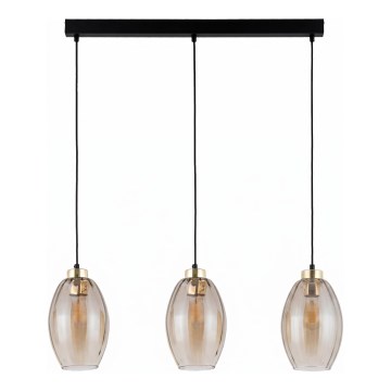 Lustre LED sur câble SEBO 3xE27/15W/230V noir/beige fumé