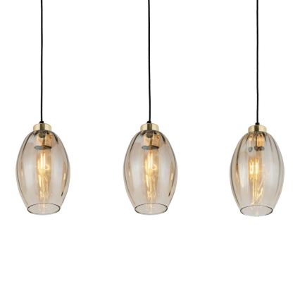Lustre LED sur câble SEBO 3xE27/15W/230V noir/beige fumé