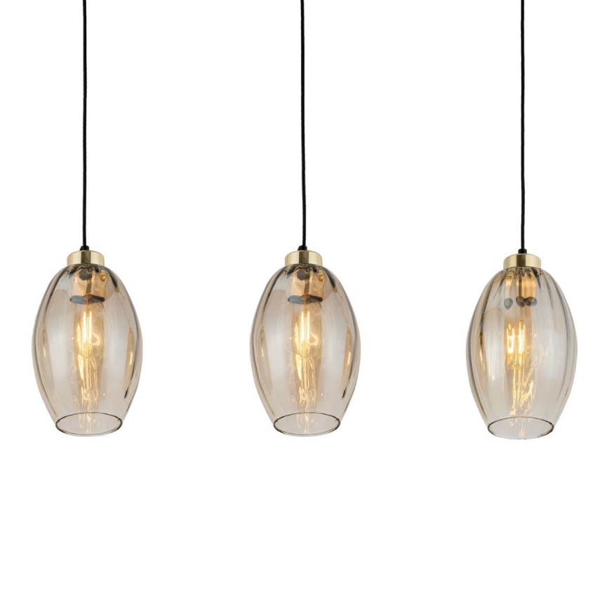 Lustre LED sur câble SEBO 3xE27/15W/230V noir/beige fumé