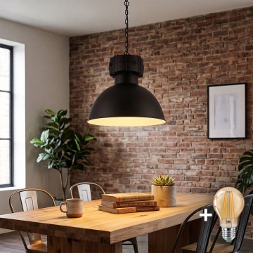 Lustre LED sur chaîne BJORN 1xE27/60W/230V noir