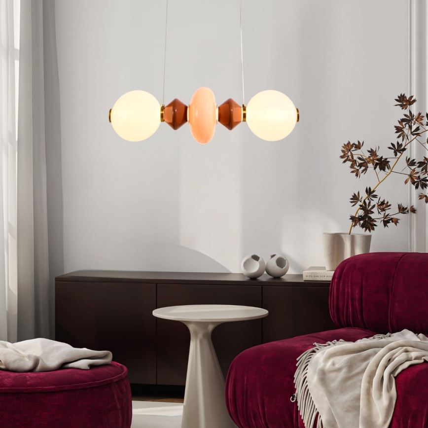 Lustre LED suspendu sur câble FLORES LED/15W/230V doré/orange/marron