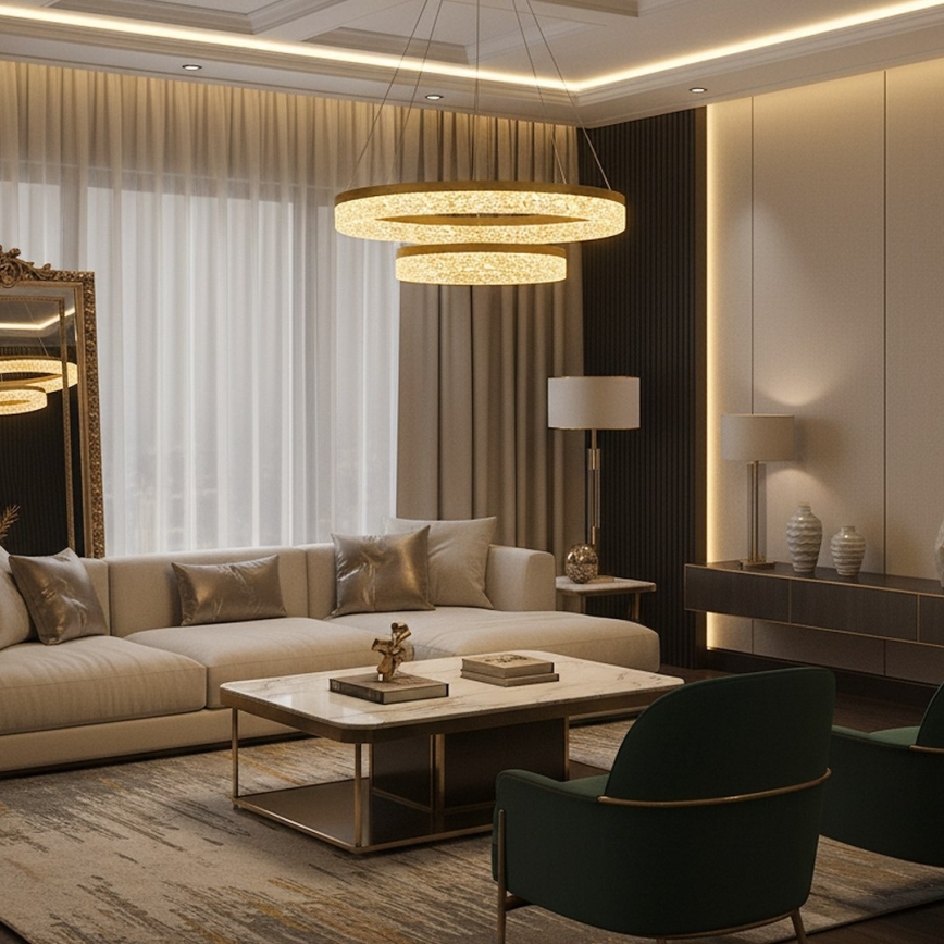 Lustre LED suspendu sur câble GALA LED/54W/230V Ø 60 cm doré