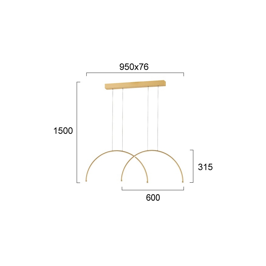 Lustre LED suspendu sur câble MEGAN LED/39W/230V, doré