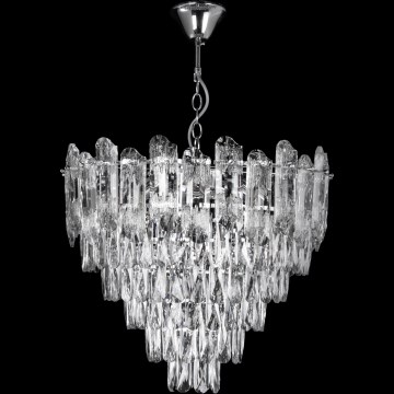 Lustre LED suspendu sur chaîne 9xE27/60W/230V + 6xLED/6W Ø 50 cm chromé brillant