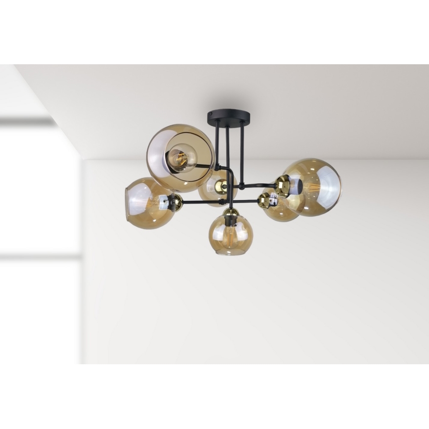 Lustre MONDE GOLD 6xE27/60W/230V