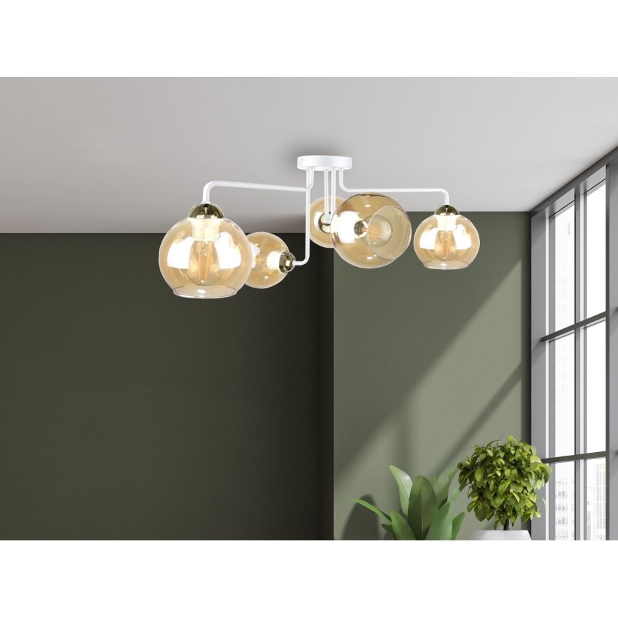 Lustre MONDE WHITE 5xE27/60W/230V