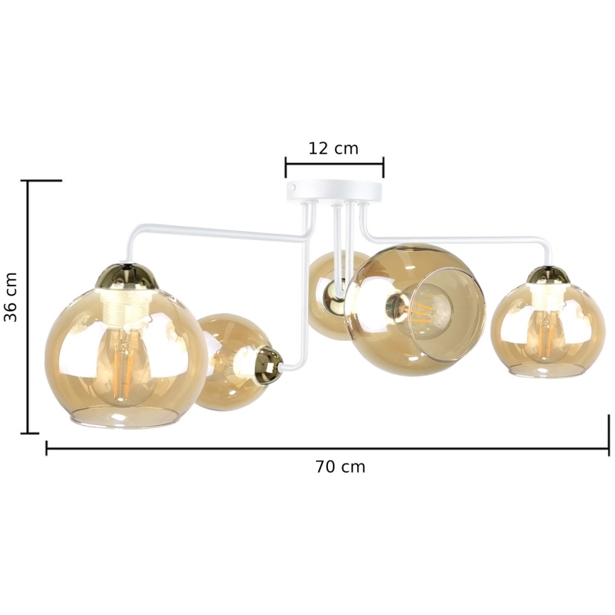 Lustre MONDE WHITE 5xE27/60W/230V