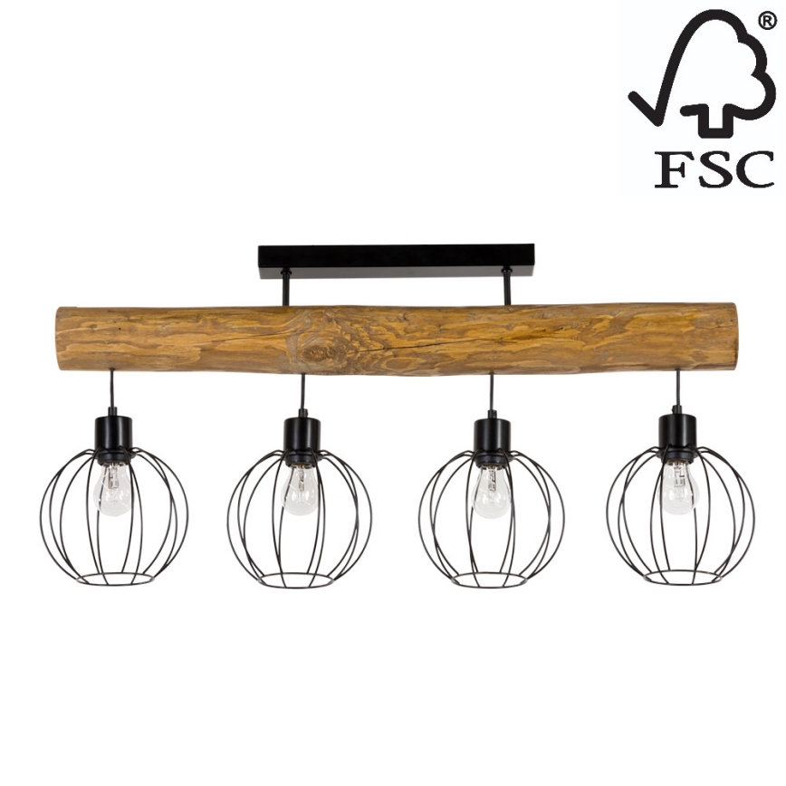 Lustre monté en surface BERIS 4xE27/25W/230V pin - certifié FSC