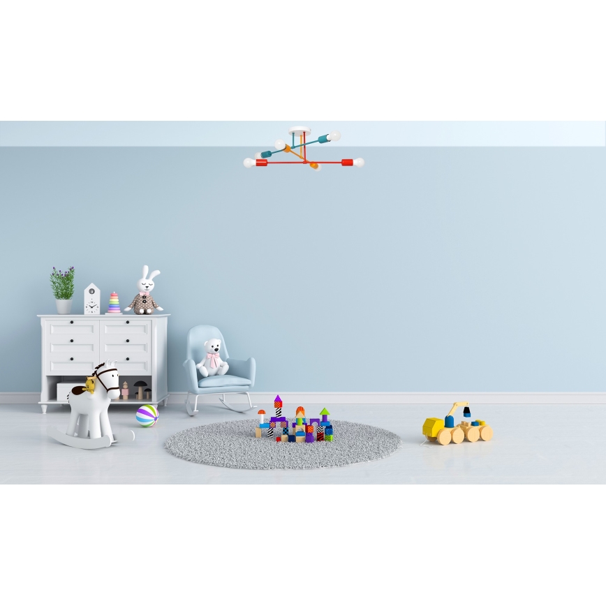 Lustre monté en surface CAMBRIDGE 6xE27/20W/230V bleu/rouge/orange