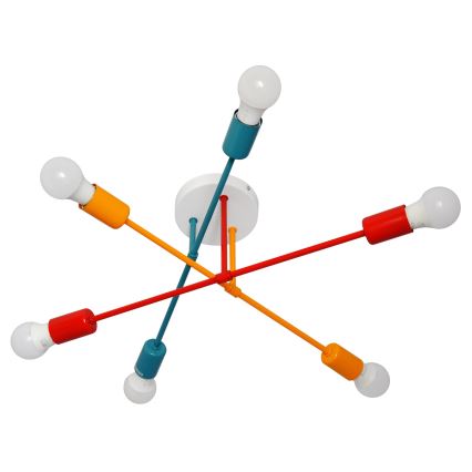 Lustre monté en surface CAMBRIDGE 6xE27/20W/230V bleu/rouge/orange