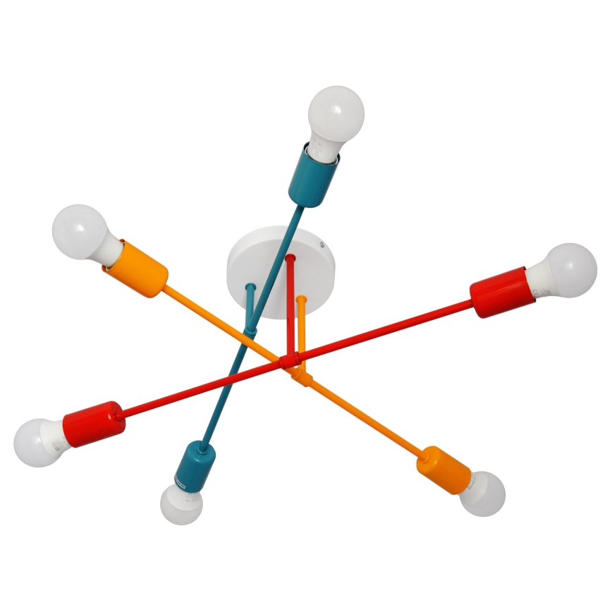 Lustre monté en surface CAMBRIDGE 6xE27/20W/230V bleu/rouge/orange