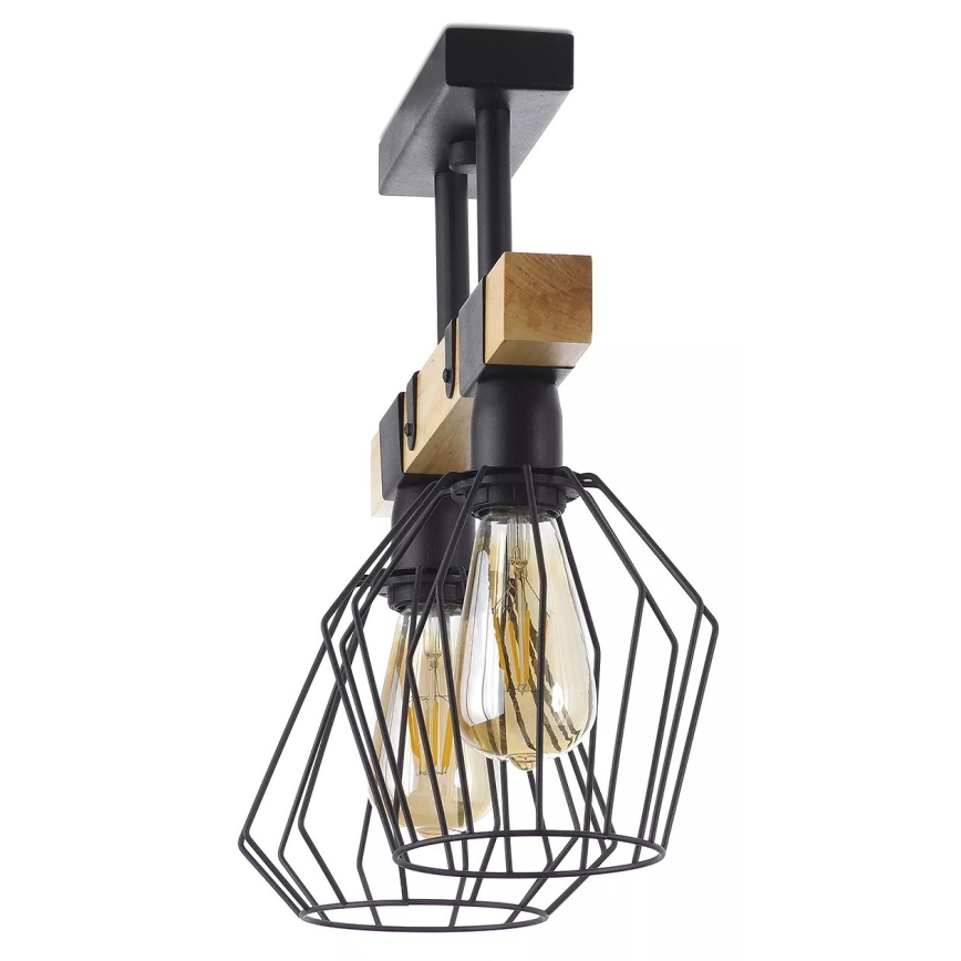 Lustre monté en surface CAMEROON 2xE27/60W/230V noir/bois