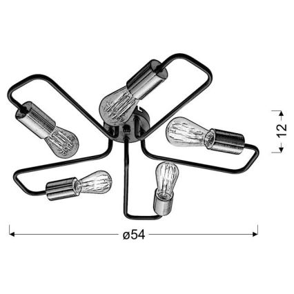 Lustre monté en surface HERPE 5xE27/60W/230V