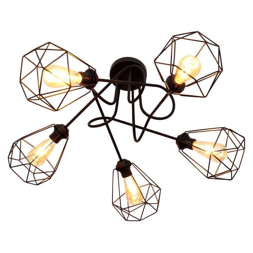 Lustre monté en surface KARO 5xE27/15W/230V noire