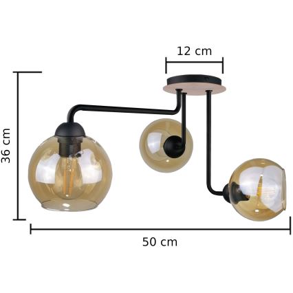 Lustre monté en surface MONDE WOOD 3xE27/60W/230V