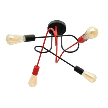 Lustre monté en surface OXFORD 4xE27/15W/230V noir/rouge