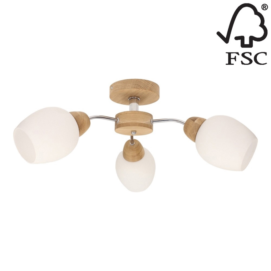 Lustre monté en surface PARMA 3xE27/40W/230V chêne - certifié FSC