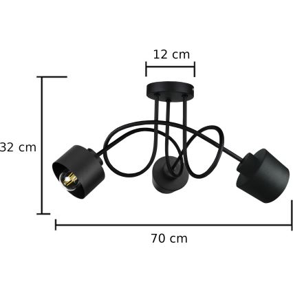 Lustre monté en surface SIMPLY BLACK 3xE27/60W/230V