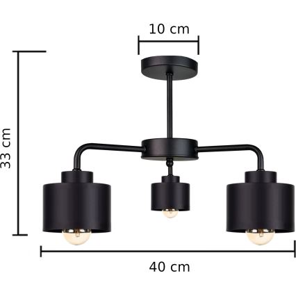 Lustre monté en surface SIMPLY BLACK 3xE27/60W/230V