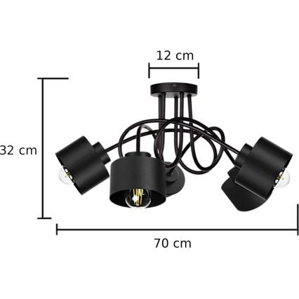 Lustre monté en surface SIMPLY BLACK 5xE27/60W/230V