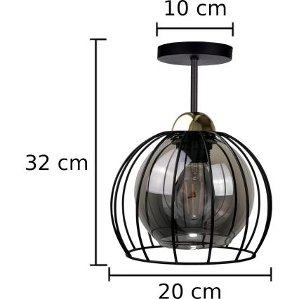 Lustre monté en surface SOLO BLACK 1xE27/60W/230V noir/doré