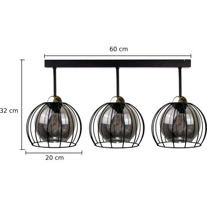 Lustre monté en surface SOLO BLACK 3xE27/60W/230V noir/doré
