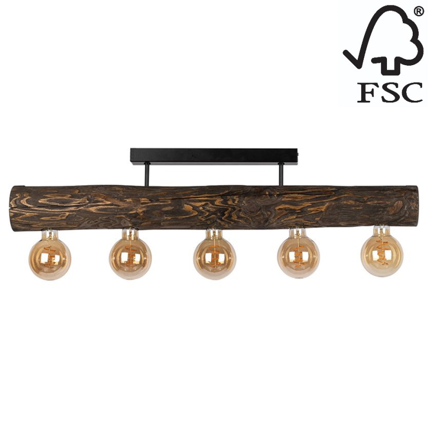 Lustre monté en surface TRABO 5xE27/60W/230V pin - certifié FSC