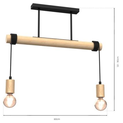 Lustre monté en surface VIGA 2xE27/60W/230V bois