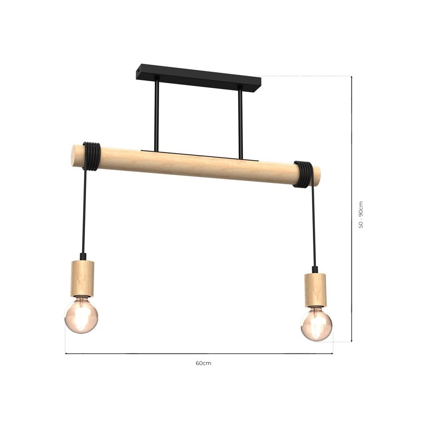 Lustre monté en surface VIGA 2xE27/60W/230V bois