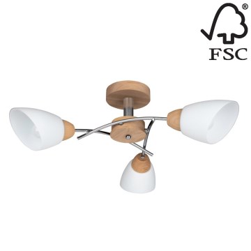 Lustre monté en surface VILETTA 3xE27/60W/230V chêne - certifié FSC