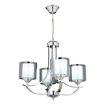 Lustre NOVARA suspendu sur chaîne 4xE27/40W/230V, chrome brillant