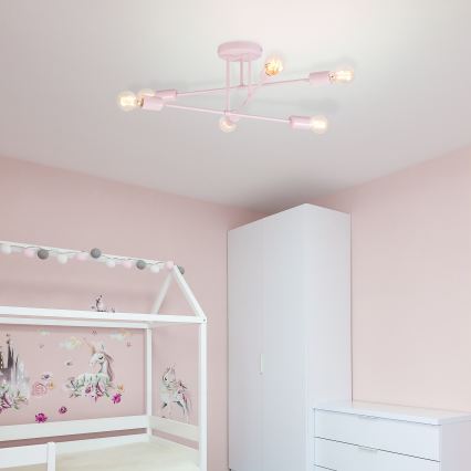 Lustre plafonnier CAMBRIDGE 6xE27/15W/230V rose
