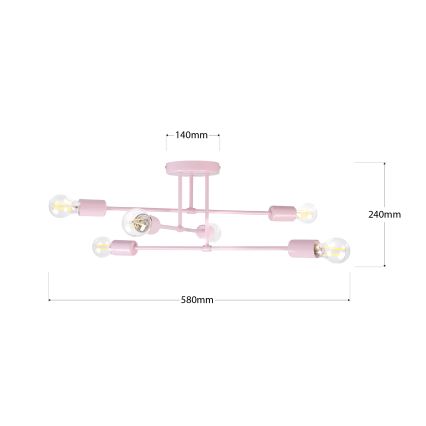 Lustre plafonnier CAMBRIDGE 6xE27/15W/230V rose