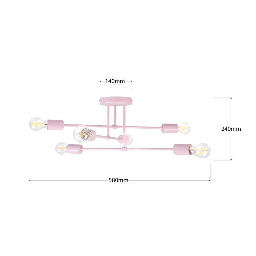 Lustre plafonnier CAMBRIDGE 6xE27/15W/230V rose