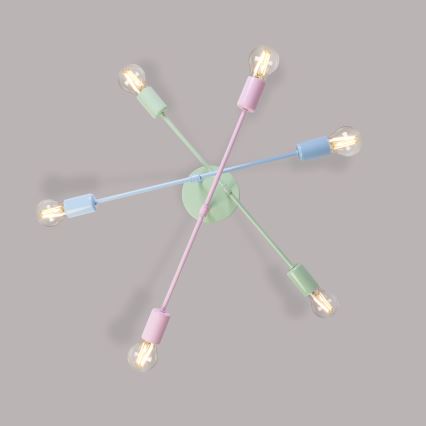 Lustre plafonnier CAMBRIDGE 6xE27/15W/230V vert/bleu/rose