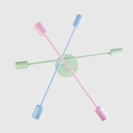 Lustre plafonnier CAMBRIDGE 6xE27/15W/230V vert/bleu/rose