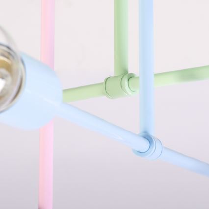 Lustre plafonnier CAMBRIDGE 6xE27/15W/230V vert/bleu/rose